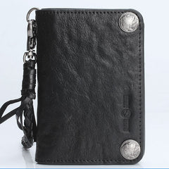 Genuine Leather Mens Chain Biker Wallet Cool Leather Wallet Small Wallets for Men