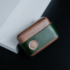 Handmade Coffee Leather Cherrywood AirPods Pro Case Custom Brown Leather AirPods Pro Case Airpod Case Cover - iwalletsmen