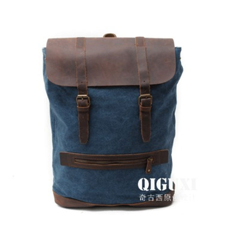 Cool Canvas Leather Mens School Backpack Laptop Backpack Canvas Travel Backpack Canvas for Men - iwalletsmen