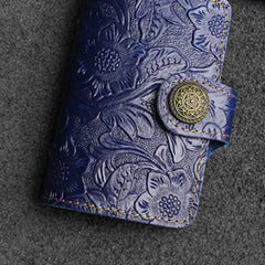 Handmade Leather Floral Mens Cool billfold Wallet Card Holder Small Card Slim Wallets for Men