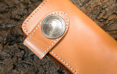 Handmade Leather Mens Cool Beige Chain Wallet Biker Trucker Wallet with Chain