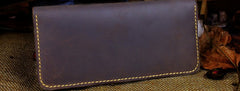 Handmade Leather Mens Cool Travel Long Wallet Card Holder Card Slim Clutch Wallets for Men