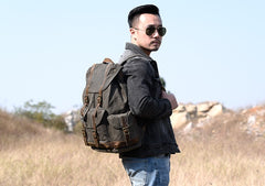 Oil Wax Canvas Mens Cool Backpack Bag Sling Bag Large Travel Bag Hiking Bag for Men