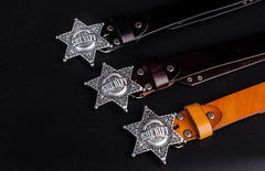Handmade Genuine Leather Punk Rock West Cowboy Sheriff Mens Cool Men Biker Trucker Leather Belt