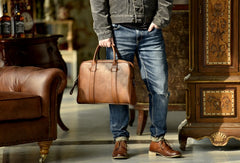 Genuine Leather Mens Cool Messenger Bag Briefcase Work Bag Business Bag for men