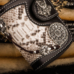 Handmade Leather Biker Wallet Mens Cool billfold Chain Wallet Trucker Wallet with Chain