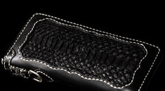 Handmade Leather Mens Chain Biker Wallet Cool Leather Wallet Long Clutch Wallets for Men