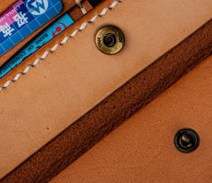 Handmade Leather Men Slim Cool Leather Wallet Long Phone Clutch Wallets for Men