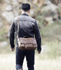 Handmade Leather Mens Cool Messenger Bag Briefcase Work Bag Business Bag for men