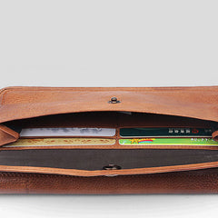 Handmade Leather Mens Cool Long Leather Wallet Bifold Clutch Wallet for Men - iwalletsmen