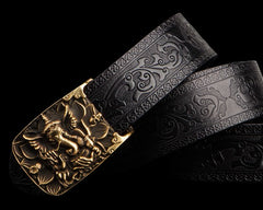 Handmade Genuine Leather Mens Belt Custom Cool Leather Men Black Belt for Men