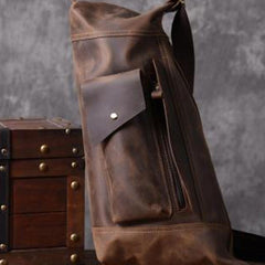 Genuine Leather Mens Cool Chest Bag Sling Bag Crossbody Bag Travel Bag Hiking Bag for men