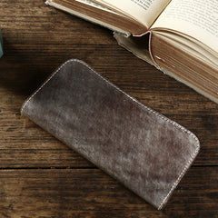 Handmade Mens Brown Leather Long Wallet Bifold Long Wallet Brown Card Wallet For Men - iwalletsmen