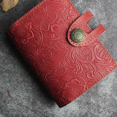 Handmade Leather Floral Mens Cool billfold Wallet Card Holder Small Card Slim Wallets for Men