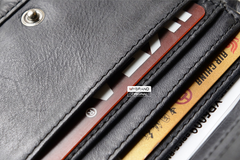 Genuine Leather Mens Cool billfold Leather Wallet Men Small Wallets Bifold for Men