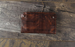 Handmade Leather Mens Cool Long Leather Wallet Bifold Clutch Wallet for Men