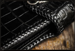 Handmade Leather Black Mens Chain Biker Wallet Cool Leather Wallet Long Clutch Wallets for Men