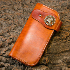 Handmade Long Wallet Mens Cool Leather Chain Wallet Biker Trucker Wallet with Chain