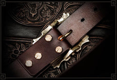 Handmade Genuine Leather Tooled Carp Mens Belt Custom Cool Leather Men Belt for Men