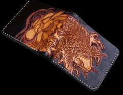 Handmade Leather Carp Mens billfold Wallet Cool Leather Wallet Slim Wallet for Men - iwalletsmen