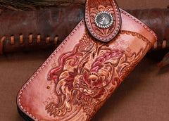 Handmade Leather Kylin Mens Chain Biker Wallet Cool Leather Wallet With Chain Wallets for Men
