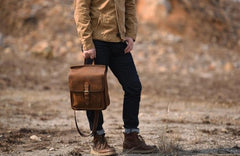 Handmade Leather Mens Cool Backpack Sling Bag Large Travel Bag Hiking Bag for men