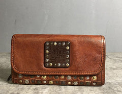Handmade Genuine Leather Mens Clutch Cool Fashion Wallet Clutch Wristlet Wallet for Men