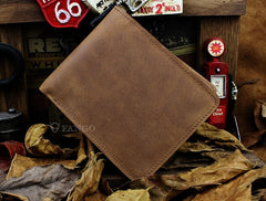 Handmade Leather Mens Cool Slim Leather Wallet Men billfold Wallets Bifold for Men