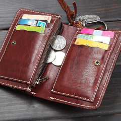 Handmade Leather Mens Chain Biker Wallet Cool Leather Wallet Wrist Wallets for Men