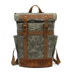 Waxed Canvas Mens Travel Backpack Canvas School Backpack Laptop Backpack for Men - iwalletsmen