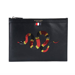 Handmade Leather Mens Clutch Snake Cool Slim Wallet Zipper Clutch Wristlet Wallet for Men - iwalletsmen