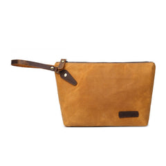 Cool Canvas Leather Mens Wristlet Bag Vintage Clutch Zipper Bag for Men - iwalletsmen