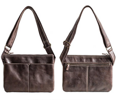 Genuine Leather Mens Cool Messenger Bag iPad Bag Chest Bag Bike Bag Cycling Bag for men