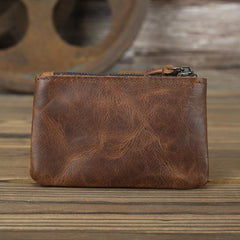 Vintage Small Slim Wallet Leather Men's Wallet Black Front Pocket Wallet Coin Holder Card Holder For Men - iwalletsmen