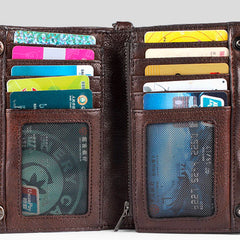 Genuine Leather Mens Chain Biker Wallet Cool Leather Wallet Small Wallets for Men - iwalletsmen