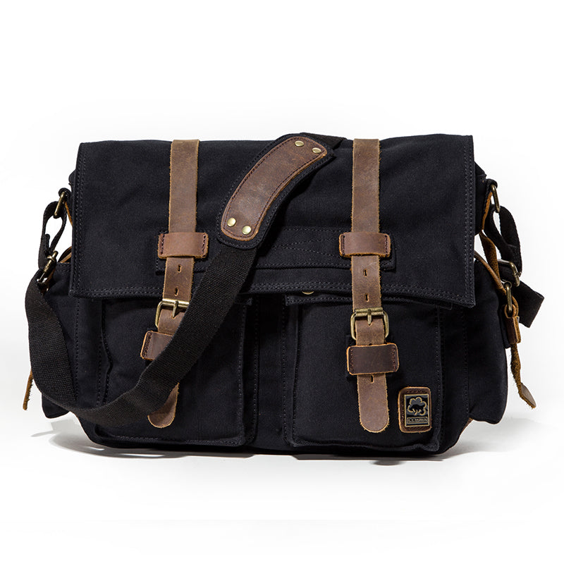 Canvas Leather Mens Vintage 14 Brown Travel Side Bag Black Messenger –  iwalletsmen