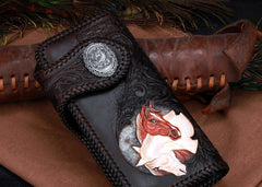Handmade Leather Horse Mens Chain Biker Wallet Cool Leather Wallet With Chain Wallets for Men