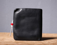 Genuine Leather Mens Cool billfold Leather Wallet Men Small Wallets Bifold for Men