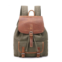 Waxed Canvas Leather Mens Backpack Canvas Travel Backpacks Canvas School Backpack for Men - iwalletsmen