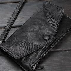 Handmade Mens Cool Long Leather Chain Wallet Cards Biker Trucker Wristlet Wallet - iwalletsmen