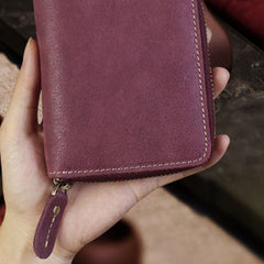 Handmade Leather Mens Cool Slim Leather Wallet Men Zipper billfold Wallets Bifold for Men