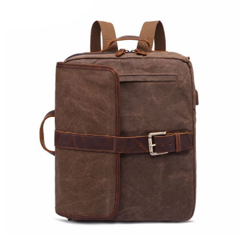 Waxed Canvas Leather Mens Cool Backpack Canvas Handbag Canvas Shoulder Bag for Men - iwalletsmen
