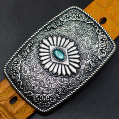 Handmade Genuine Leather Punk Rock Colour Enamels Floral Mens Cool Men Biker Trucker Leather Belt