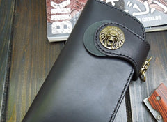 Handmade Leather Biker Wallet Mens Cool Chain Wallet Trucker Wallet with Chain