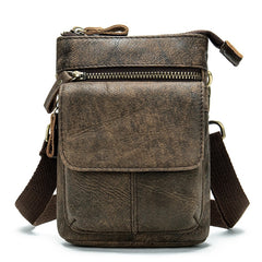 Cool Brown Leather Men's Belt Pouch Cell Phone Holster Small Belt Bag Mini Messenger Bag Side Bag For Men - iwalletsmen