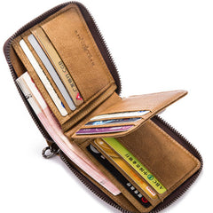 Handmade Leather Mens Chain Biker Wallet Cool Leather Wallet Bifold billfold Wallets - iwalletsmen