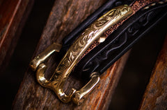 Handmade Genuine Leather Tooled Mens Belt Custom Cool Leather Men Black Belt for Men