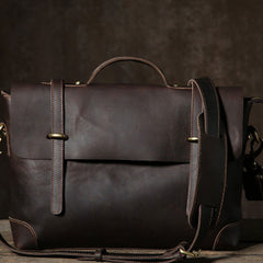 Handmade Leather Mens Cool Messenger Bag Briefcase Work Bag Business Bag Laptop Bag for men