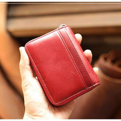 Black Leather Mens Card billfold Wallet Zipper Small Card Wallet Card Holders For Men - iwalletsmen