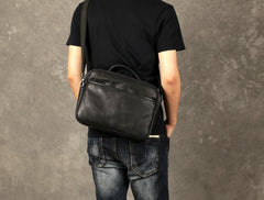 Genuine Leather Mens Cool Messenger Bag Briefcase Work Bag Business Bag for men